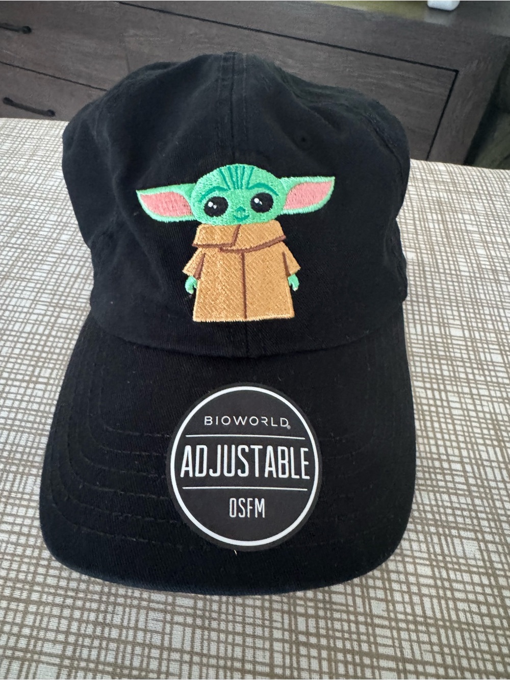Disney Black Baseball Cap with Green and Tan Grogu Embroidery